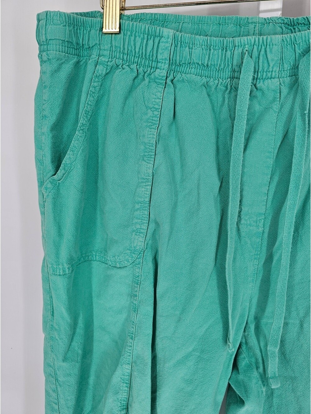 Laura Scott Women's Green Cotton High Rise Wide Leg Casual Pants Size XL/EG - Picture 2 of 4